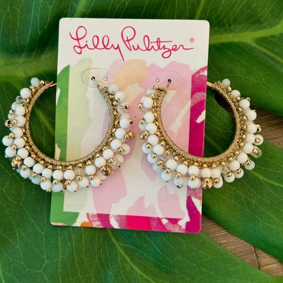 Lilly Pulitzer Jewelry - Lilly Pulitzer Beaded  Hoop Earrings w/Jewelry Bag
